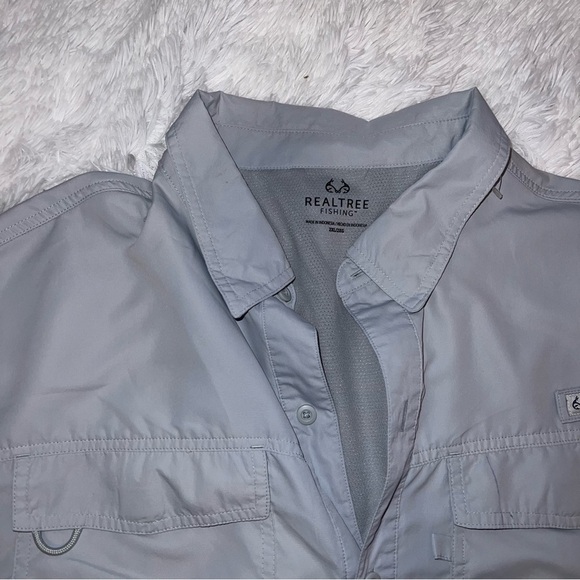 Realtree Fishing Gray Camp Shirt Button Down size 2XL Sun Shade 50 SPF - Picture 2 of 4